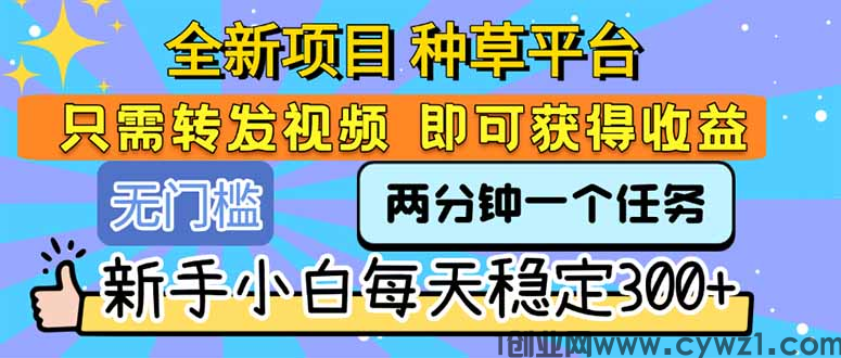 【零撸项目】种草视频代发，每天简单发视频，一天500+，新手小白轻松掌握！