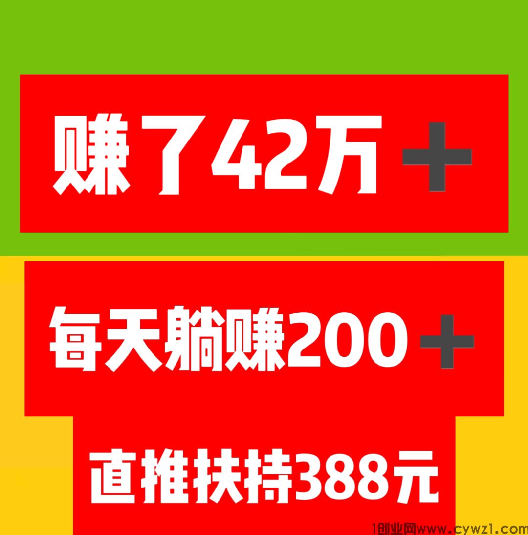 赚了42万➕，直推扶持388元，超级流量，注册占位，坐领收益。