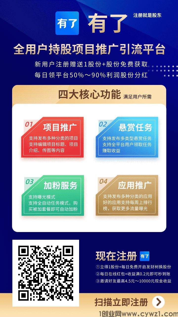 首码有了，持股权芬红，免费发布项目
