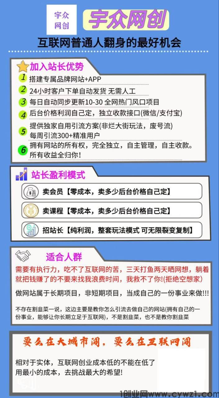 打工十年，不如经营一个资源站！无需库存，不用发货，每月轻松赚取数万元，这是网络赚钱的最佳途径！