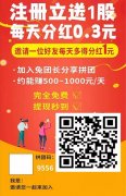 炎兔：注册送0.5元红包、送1兔股，每天分红0.3，双重福利